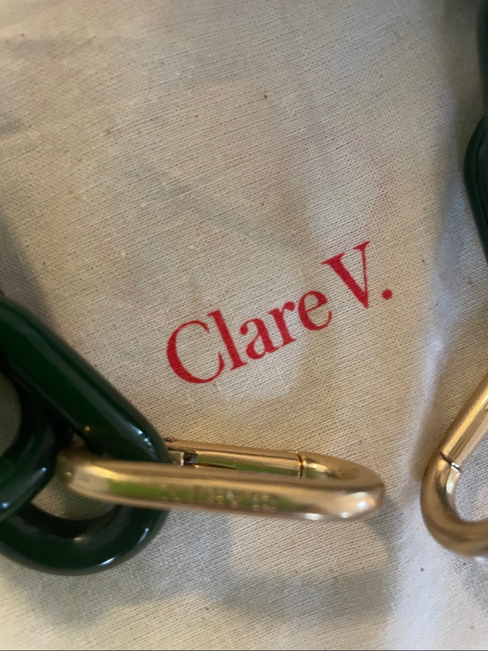 Clare V Dark Green Resin Chain Strap with Gold Hardware - Picture 2 of 4